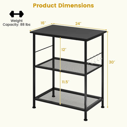 Costway 3-Tier Kitchen Serving Cart Utility Standing Microwave Rack - See Details