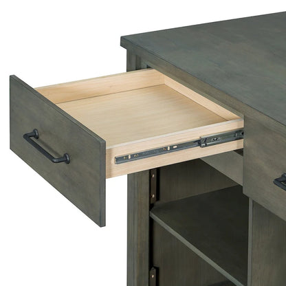 Mobile Kitchen Island, Extendable Table with USB Outlets and Storage