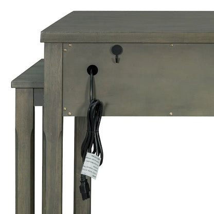Mobile Kitchen Island, Extendable Table with USB Outlets and Storage