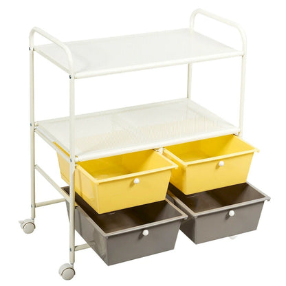 Gymax 4 Drawers Rolling Storage Cart Metal Rack Shelf Home Office - See Details
