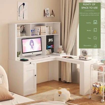 59.44  Computer Desk with Drawers Bookshelf Outlet