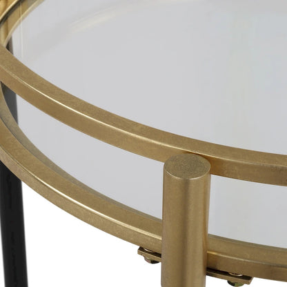Two Tier Round Bar Serving Cart - 29.75 - Black and Gold