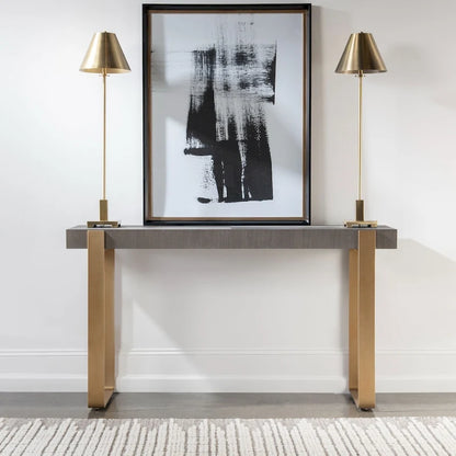 Rectangular Console Table with Strap Legs - 60  - Gray and Gold