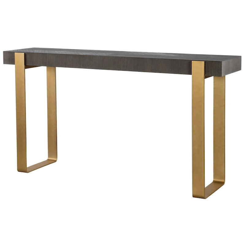 Rectangular Console Table with Strap Legs - 60  - Gray and Gold