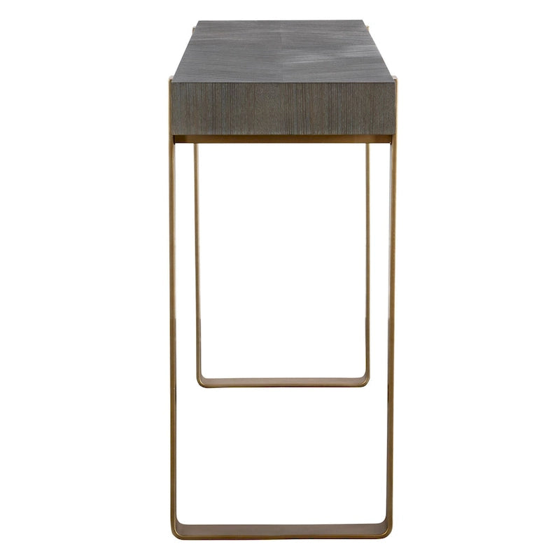 Rectangular Console Table with Strap Legs - 60  - Gray and Gold