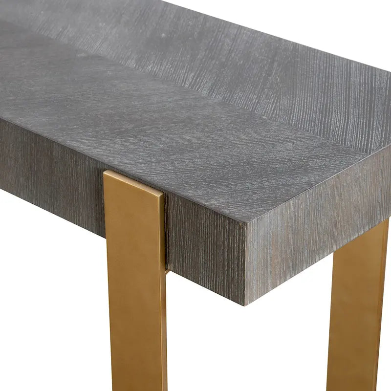 Rectangular Console Table with Strap Legs - 60  - Gray and Gold