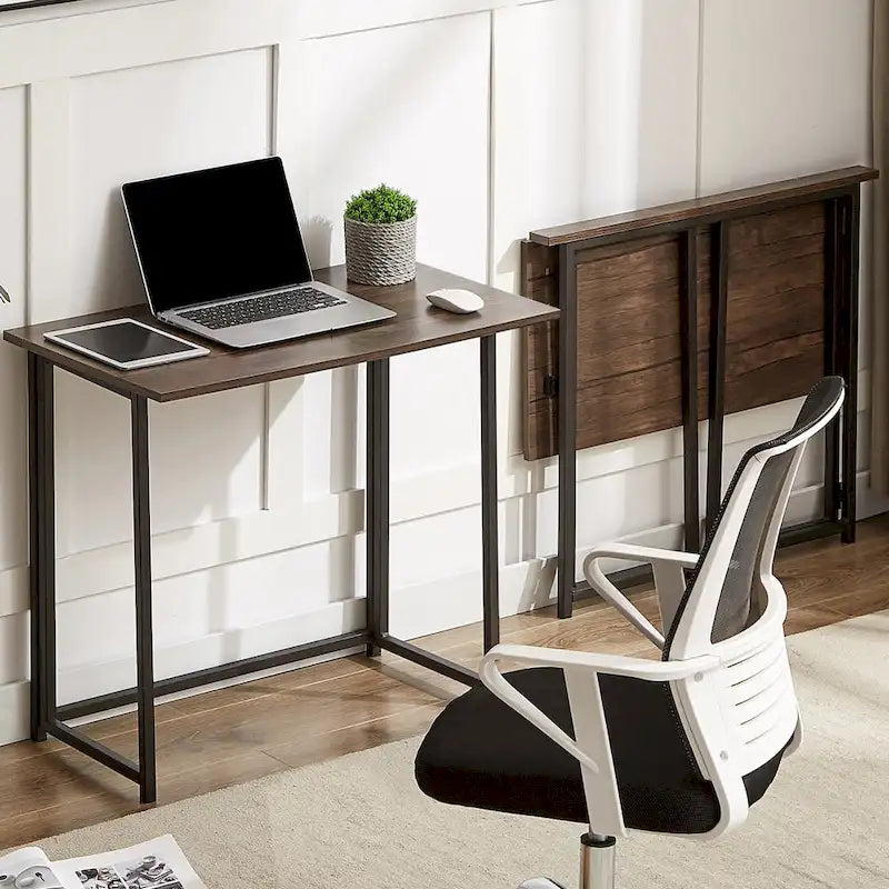 Folding Computer Desk, 31.5 Inch, Space Saving Foldable Design, No Assembly Needed, for Home Office