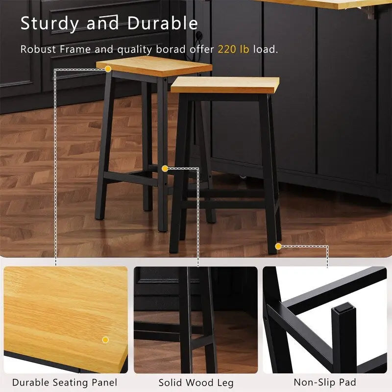 3-Piece/1-Piece Kitchen Island Set with/without 2 Barstools, Rolling Kitchen Storage Cart w/ 2 Drawers, Drop Leaf & 5 Side Racks