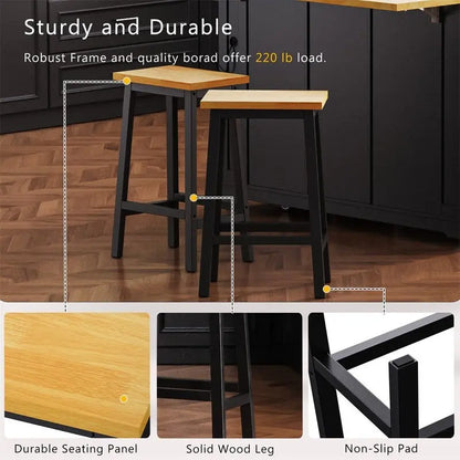 3-Piece/1-Piece Kitchen Island Set with/without 2 Barstools, Rolling Kitchen Storage Cart w/ 2 Drawers, Drop Leaf & 5 Side Racks