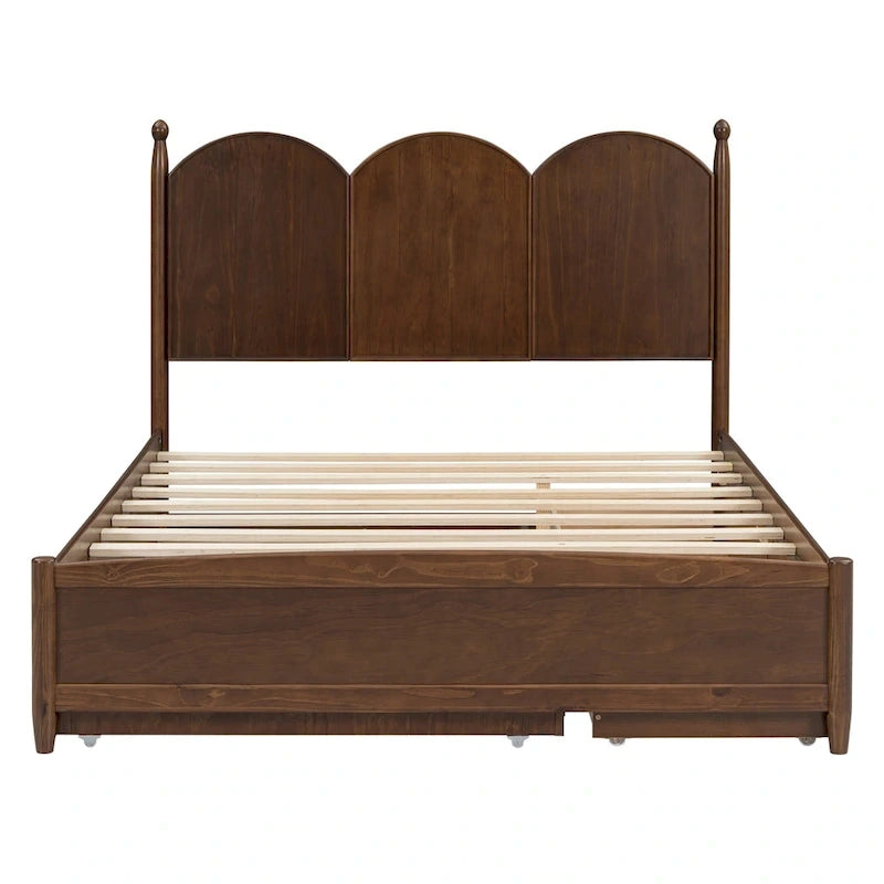 Queen Size Platform Bed with 2 Drawers, Multifunctional Storage Bed Frame with Twin XL Size Trundle