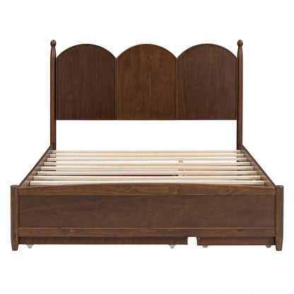 Queen Size Platform Bed with 2 Drawers, Multifunctional Storage Bed Frame with Twin XL Size Trundle