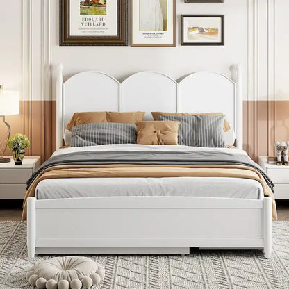 Queen Size Platform Bed with 2 Drawers, Multifunctional Storage Bed Frame with Twin XL Size Trundle