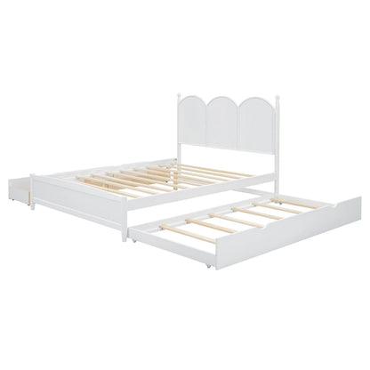 Queen Size Platform Bed with 2 Drawers, Multifunctional Storage Bed Frame with Twin XL Size Trundle