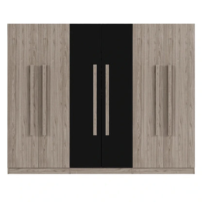6-Doors Wooden Wardrobe with Storage Drawers for Bedroom