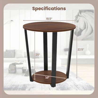 Gymax Industrial End Table Sofa Side Table Nightstand w/ Storage Shelf