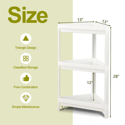 Gymax 2PCS 3 Tier Detachable Floor Corner Shower Shelf Counter Corner