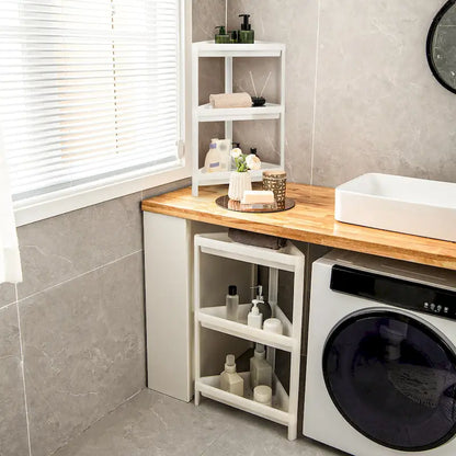 Gymax 2PCS 3 Tier Detachable Floor Corner Shower Shelf Counter Corner