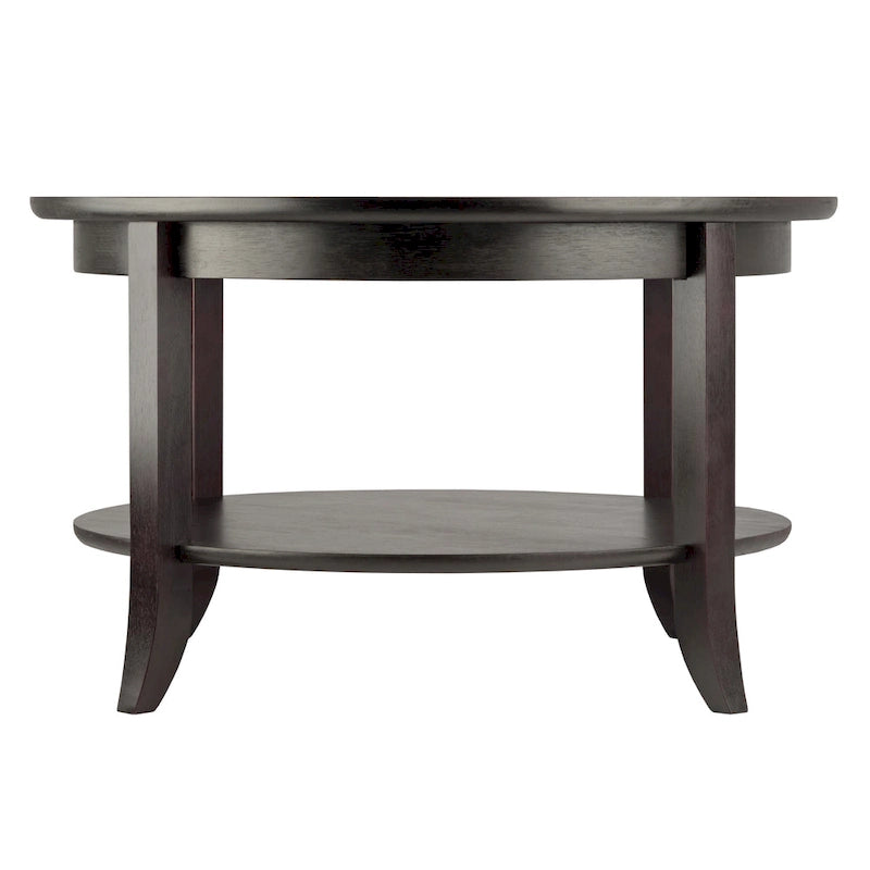 Genoa Round Glass Top Coffee Table - 30  - Dark Espresso