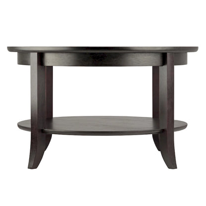 Genoa Round Glass Top Coffee Table - 30  - Dark Espresso