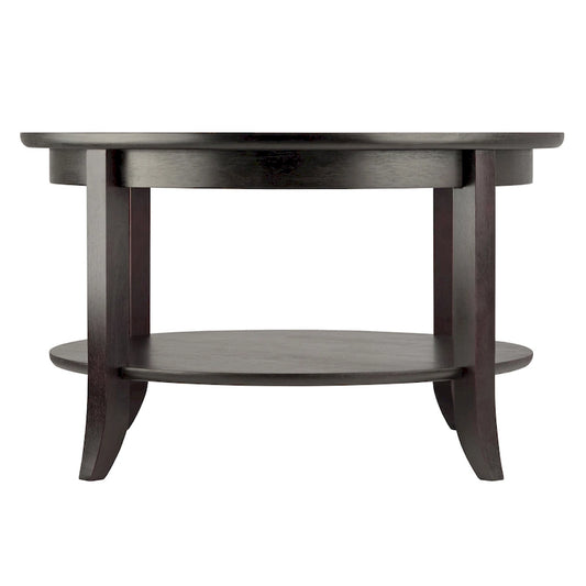 Genoa Round Glass Top Coffee Table - 30  - Dark Espresso