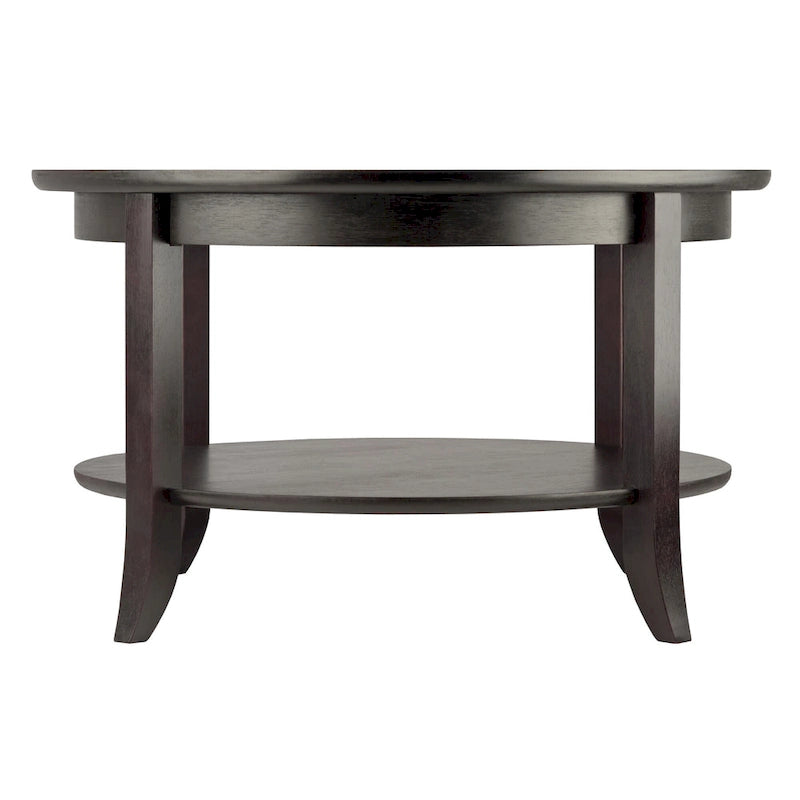 Genoa Round Glass Top Coffee Table - 30  - Dark Espresso