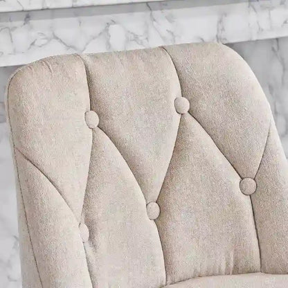 Upholstered Bar Stools Set of 2, Counter Height Bar Stools with Button-Tufted Backrest, Kitchen Island Chairs with Metal Frame