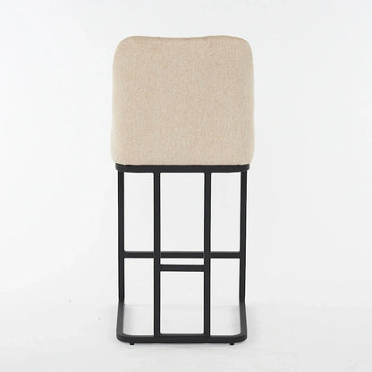 Upholstered Bar Stools Set of 2, Counter Height Bar Stools with Button-Tufted Backrest, Kitchen Island Chairs with Metal Frame