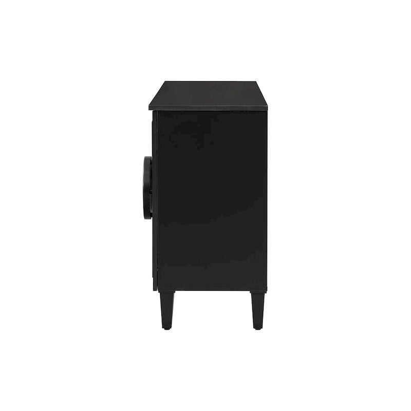 Sideboard Cabinet with Round Ring Handle, Wood Storage Cabinet with Adjustable Shelf, Console Table with 4 Doors