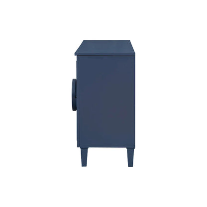 Sideboard Cabinet with Round Ring Handle, Wood Storage Cabinet with Adjustable Shelf, Console Table with 4 Doors