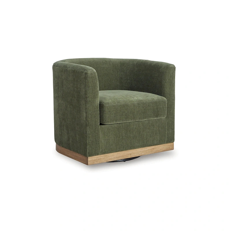 Forest Green Swivel Chair with 360-Degree Rotation and Upholstered Seat