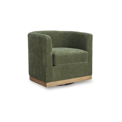 Forest Green Swivel Chair with 360-Degree Rotation and Upholstered Seat
