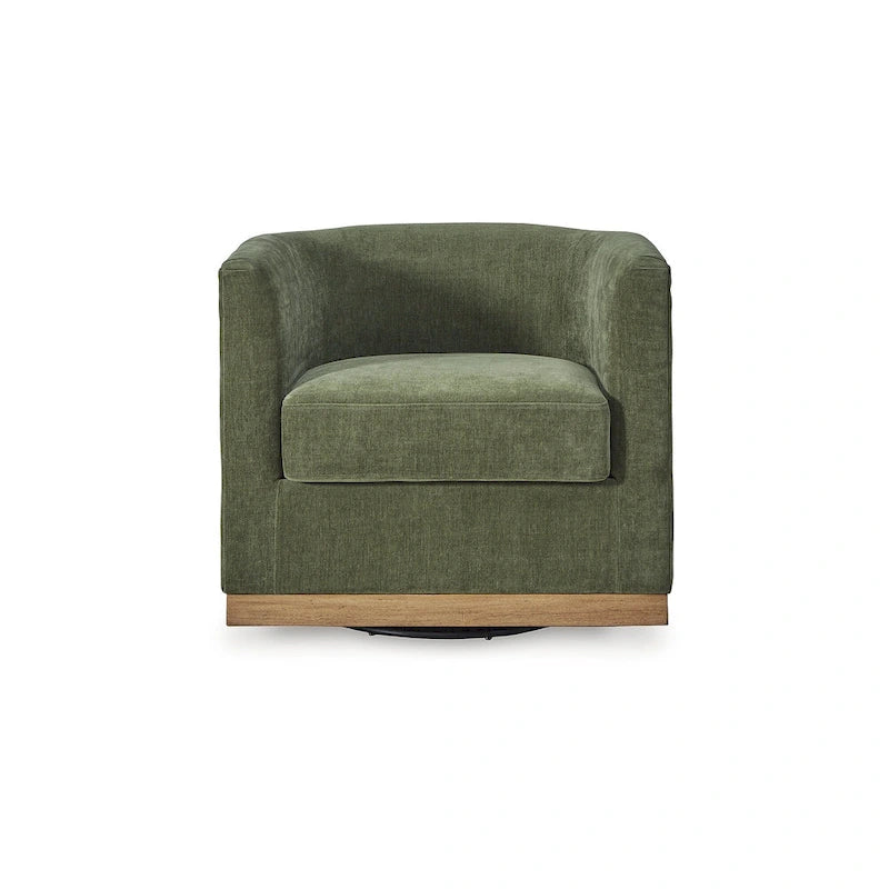 Forest Green Swivel Chair with 360-Degree Rotation and Upholstered Seat