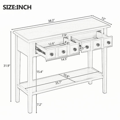 Entryway Table with 2 Drawers(White)