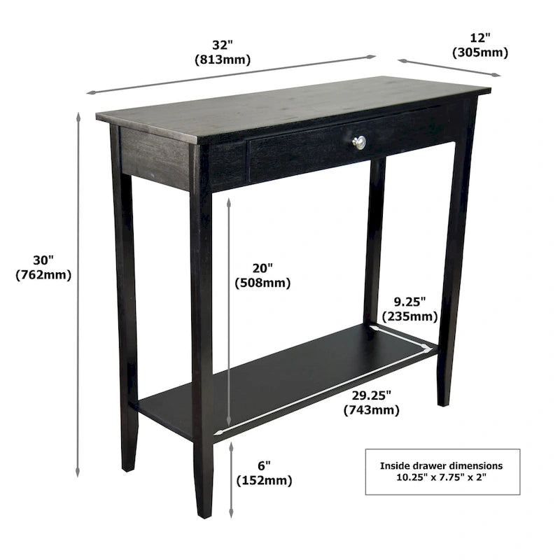 Solid Acacia Wood 1-drawer Console Table with Bottom Shelf