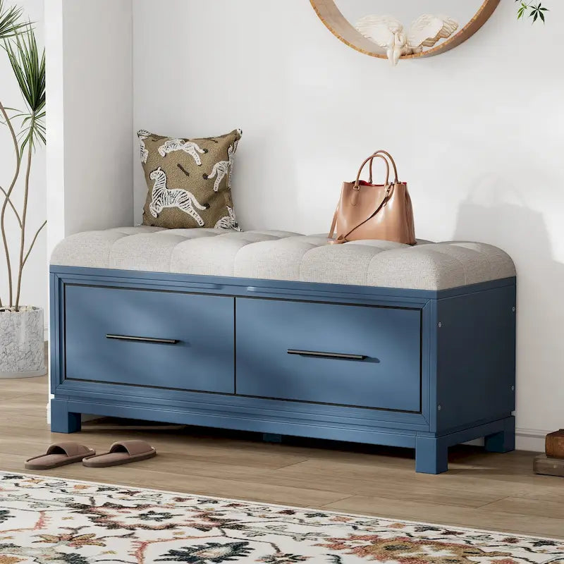 Shoe Bench with Removable Cushion & Hidden Storage