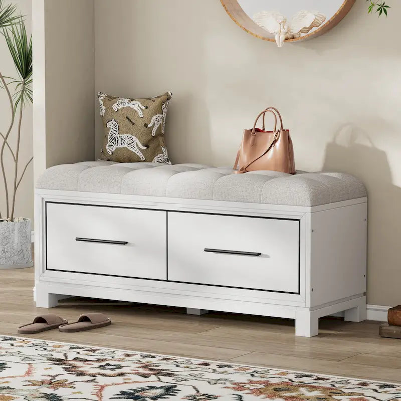 Shoe Bench with Removable Cushion & Hidden Storage