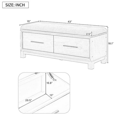 Shoe Bench with Removable Cushion & Hidden Storage