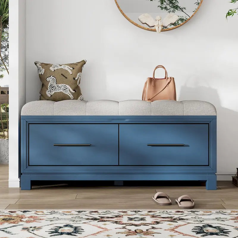 Shoe Bench with Removable Cushion & Hidden Storage