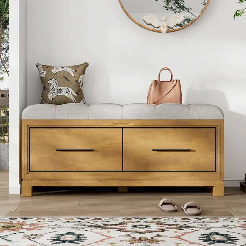 Shoe Bench with Removable Cushion & Hidden Storage