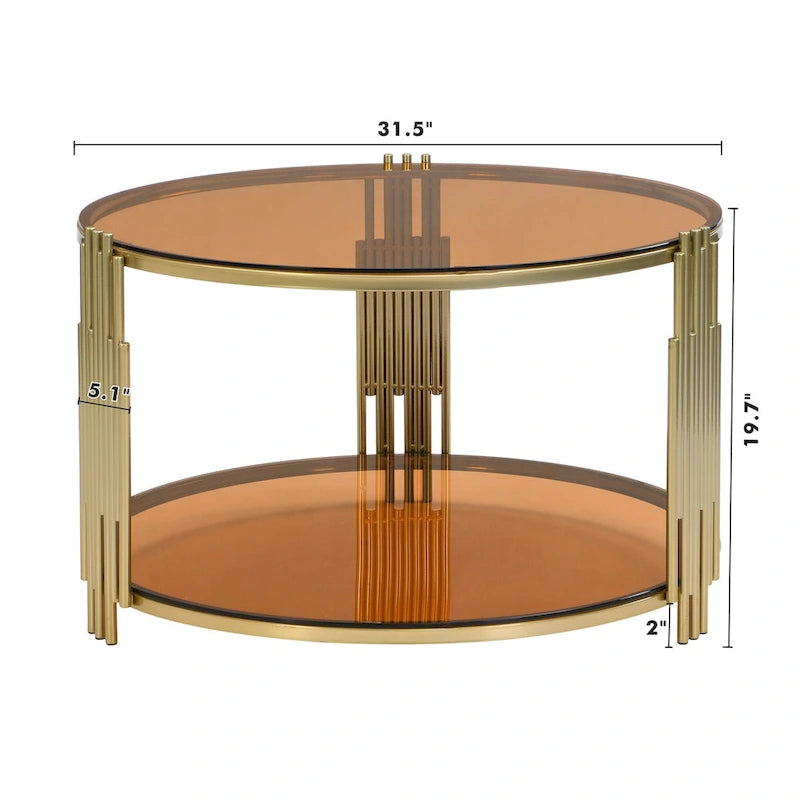 Modern Black Mirror Coffee Table with Gold Finish & Lower Shelf by Harper&Bright Designs