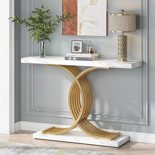 Modern Entryway Table, 39-Inch Console Accent Table, Narrow Wood Sofa Foyer Table
