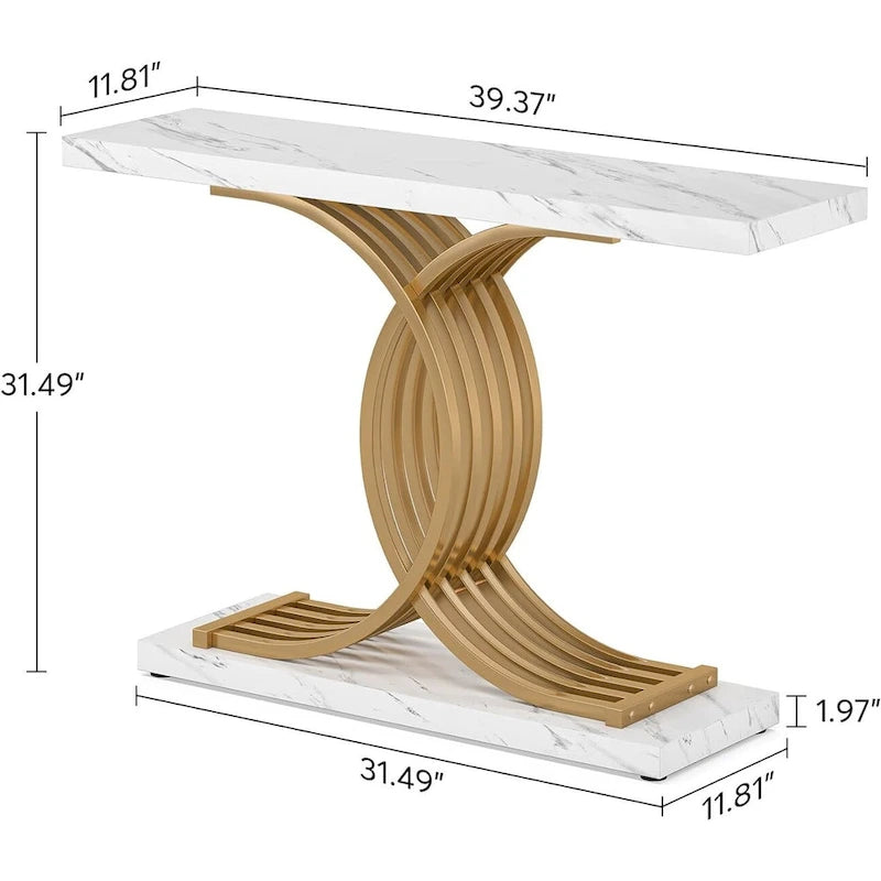 Modern Entryway Table, 39-Inch Console Accent Table, Narrow Wood Sofa Foyer Table