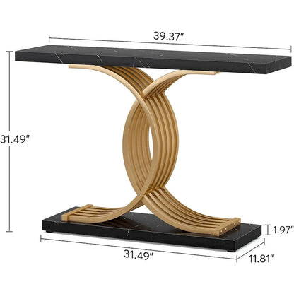 Modern Entryway Table, 39-Inch Console Accent Table, Narrow Wood Sofa Foyer Table