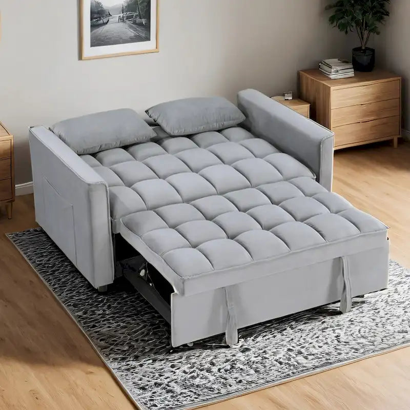 Modern 68  Length Tufted Convertible Loveseat Sleeper Sofa Bed - 68 L x 55 W x 20 H