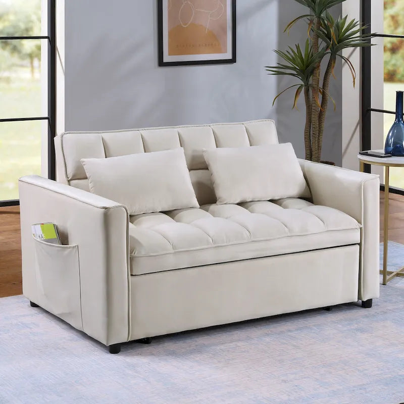 Modern 68  Length Tufted Convertible Loveseat Sleeper Sofa Bed - 68 L x 55 W x 20 H