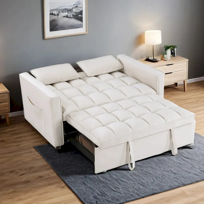 Modern 68  Length Tufted Convertible Loveseat Sleeper Sofa Bed - 68 L x 55 W x 20 H