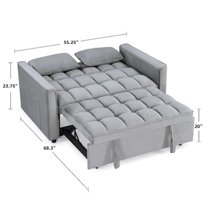 Modern 68  Length Tufted Convertible Loveseat Sleeper Sofa Bed - 68 L x 55 W x 20 H