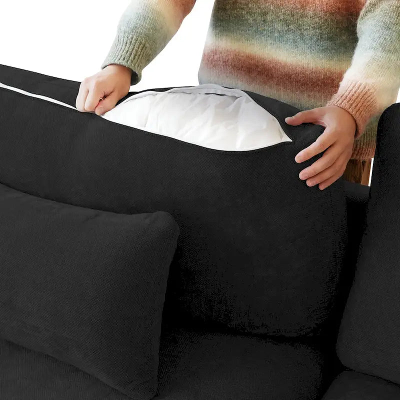 Classic Modern Linen Sectional Modular Sofa 4-Seater Down Filled Cloud Couch with Cushions