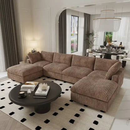 6-Seat U-Shape Modular Sectional Sofa, Oversized Plush Comfy Sofa Couch with Multiple Cushions
