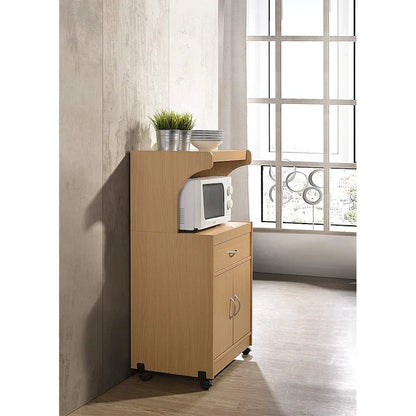 Hodedah HIK72 Microwave Kitchen Cart with Wheels Storage Shelf Cabinet, Gray - 60